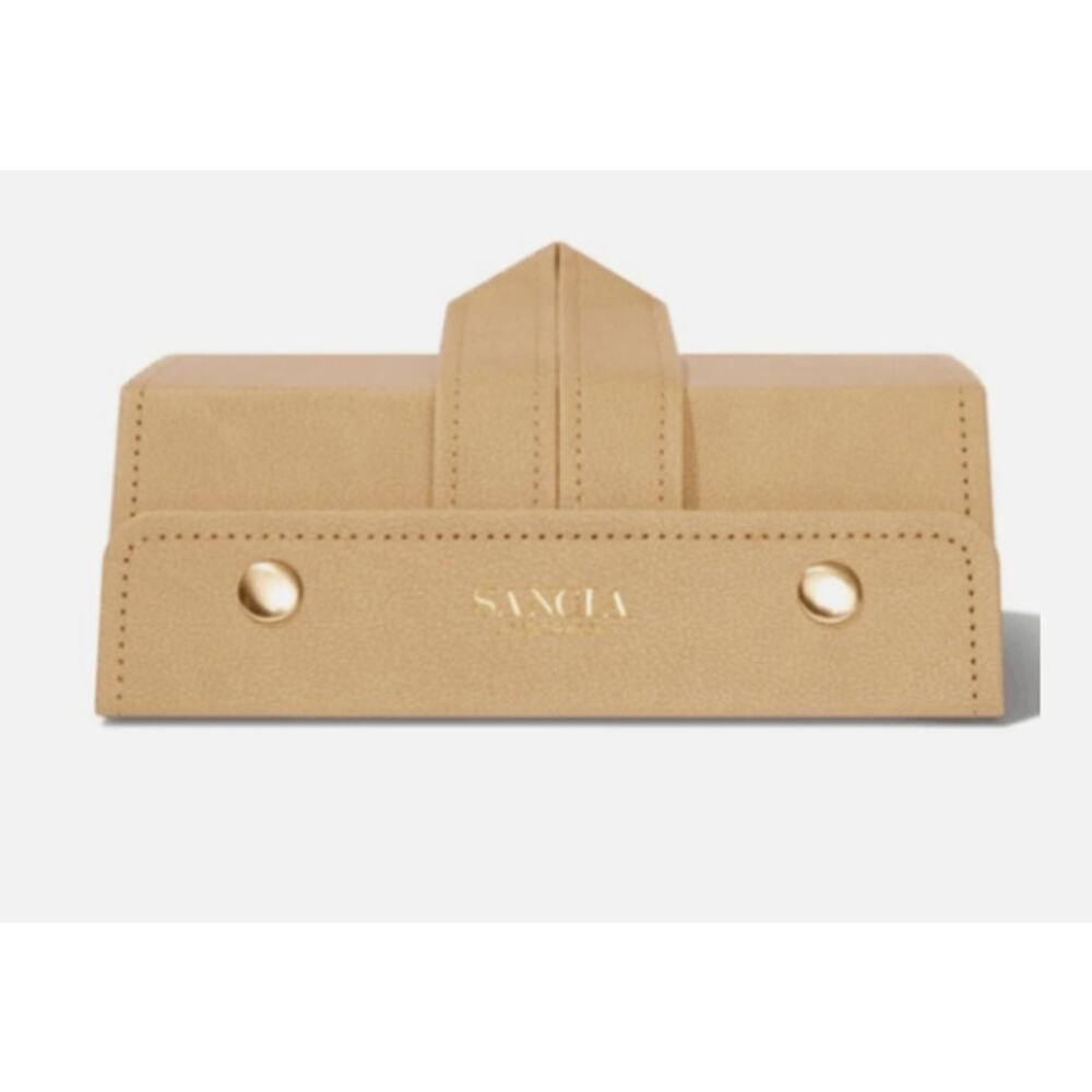 Sancia Australia Sunglass Holder Travel Case Cream Faux Leather 3 Compartments
